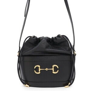 Gucci Horsebit Shoulder Bag Bucket Black